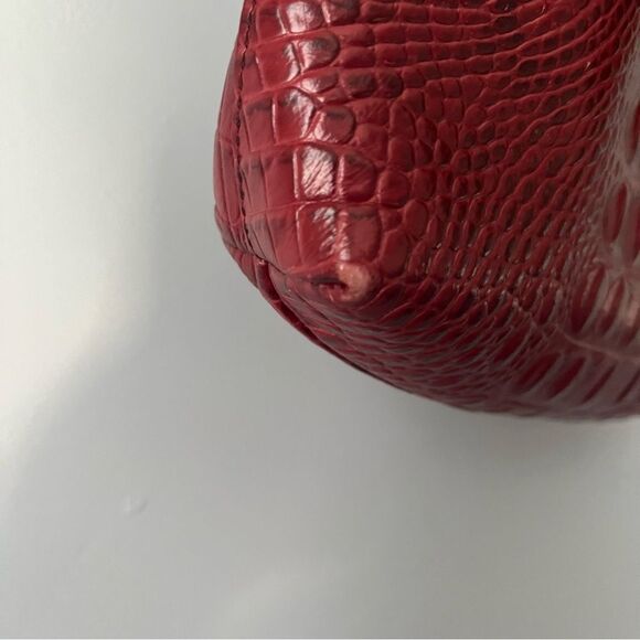 Brahmin Anytime Mini Handbag Dark Red Crocodile-Embossed Leather Vintage Bag - Picture 4 of 6